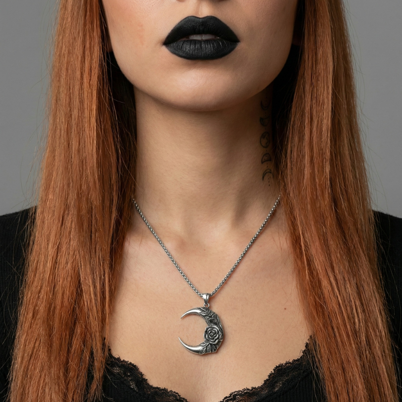 Rose Crescent Necklace