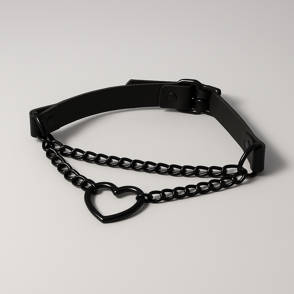 Heart Chain Leather Choker