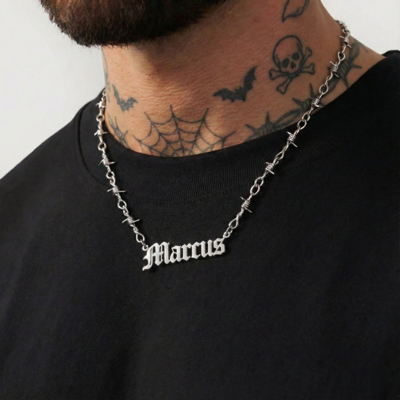 Barb Wire Personalized Necklace