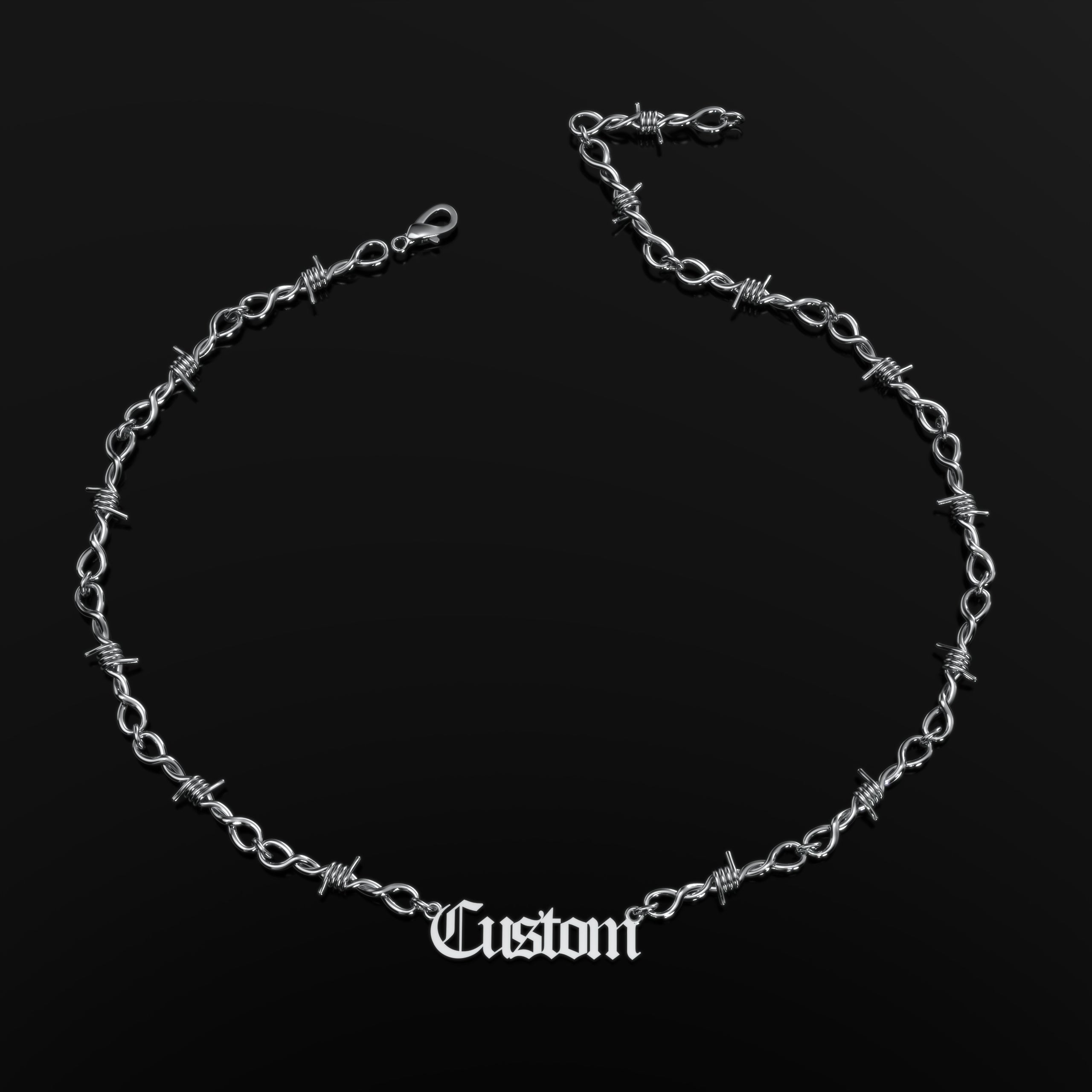 Barb Wire Personalized Necklace