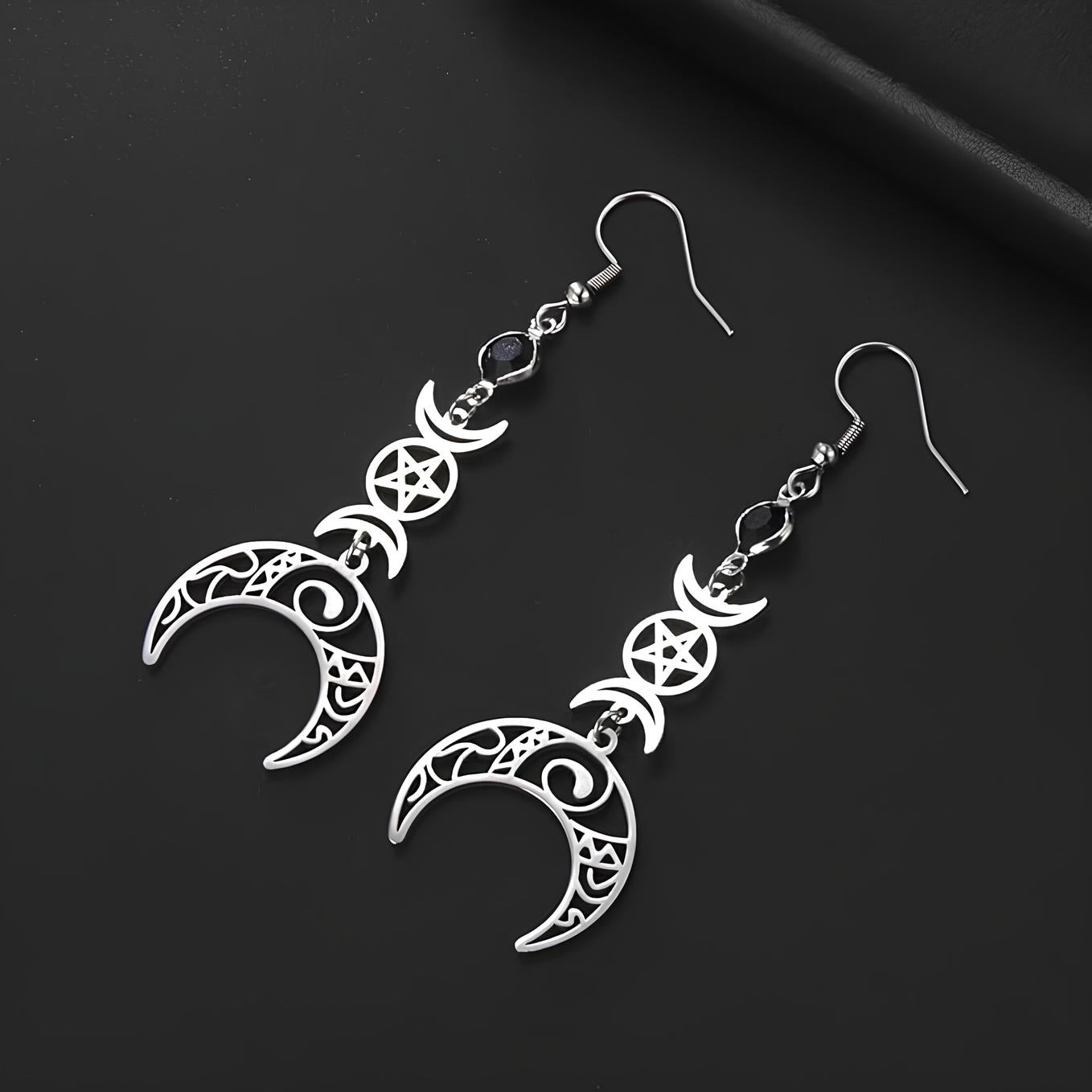 Crescent Pentagram Earrings