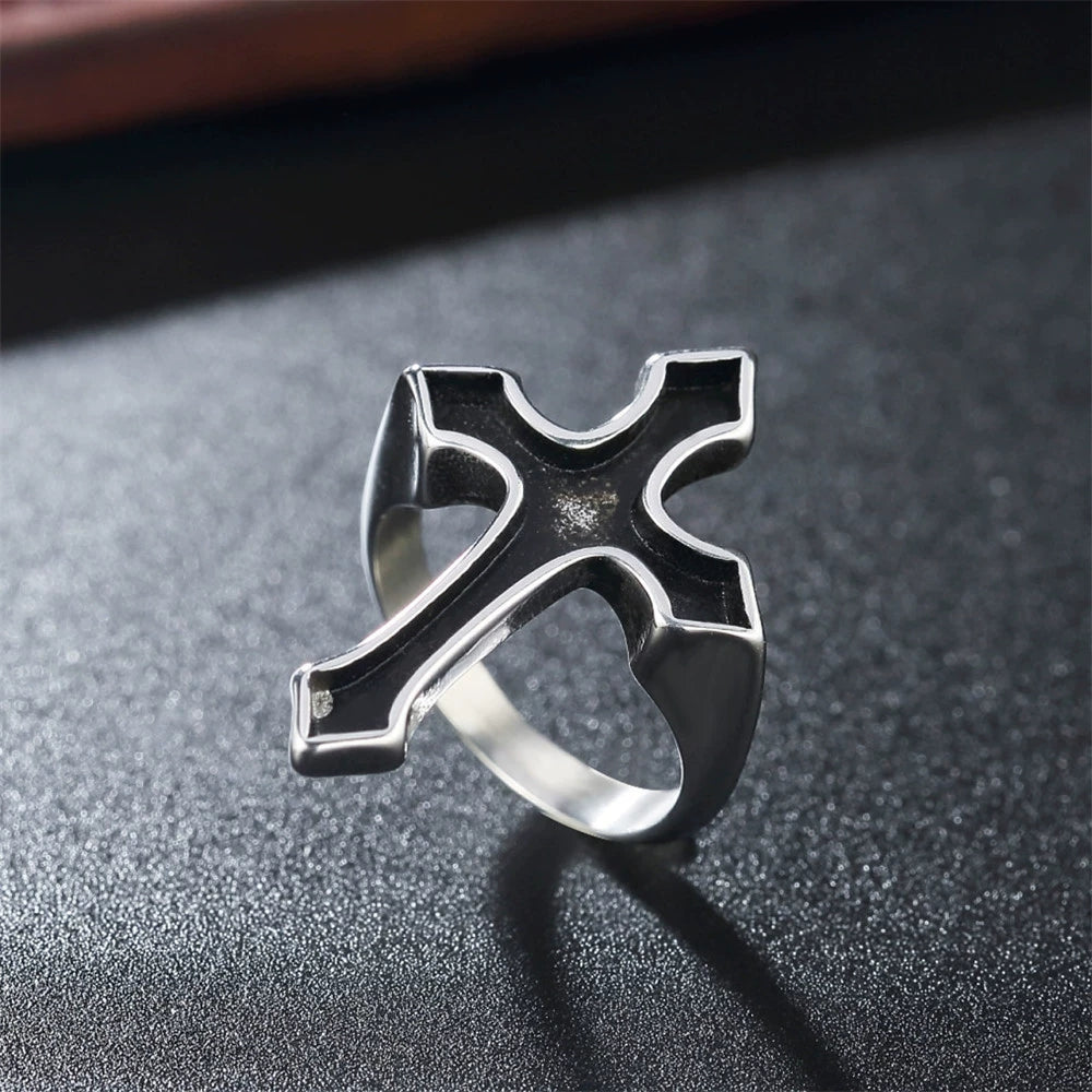 Obsidian Crucifix Ring