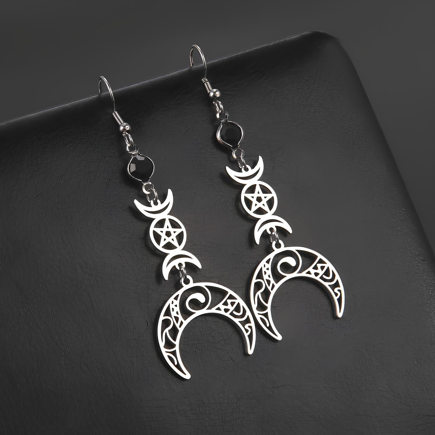 Crescent Pentagram Earrings