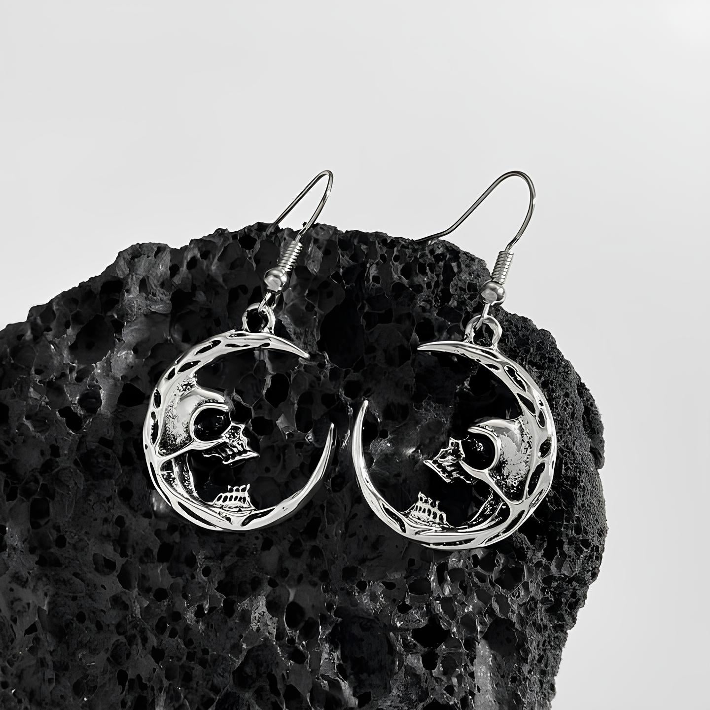 Skull Moon Earrings