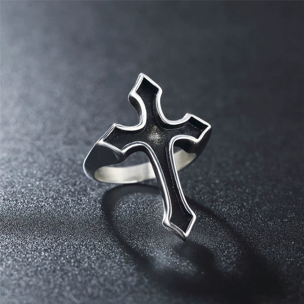 Obsidian Crucifix Ring