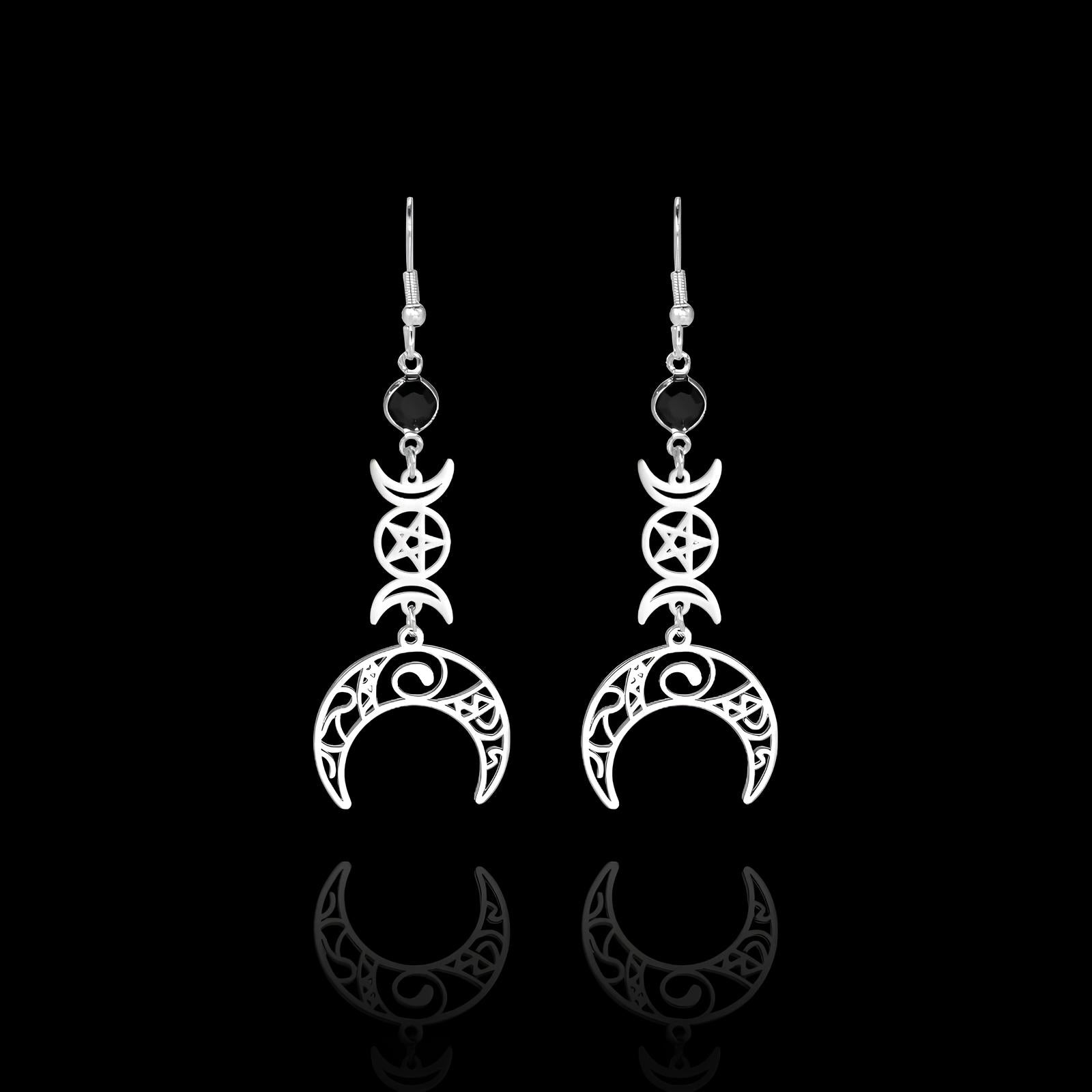 Crescent Pentagram Earrings