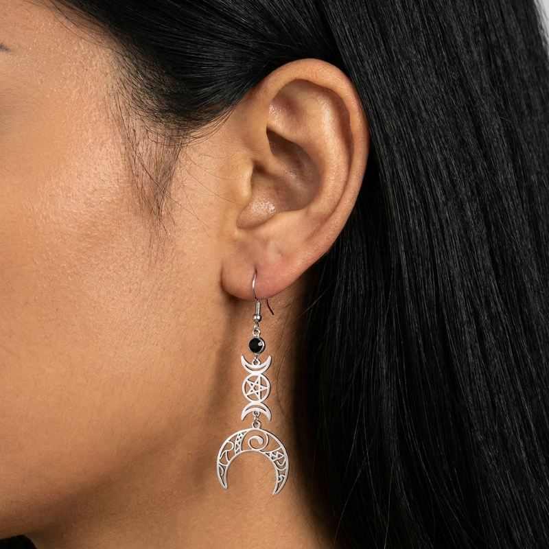 Crescent Pentagram Earrings
