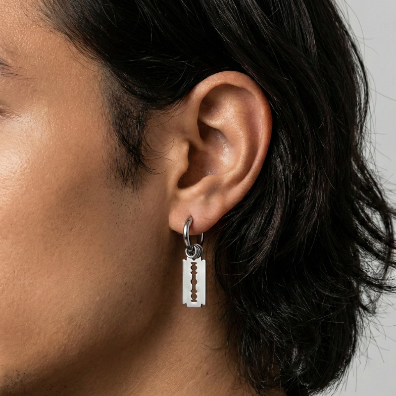 Razor Blade Hoop Earrings