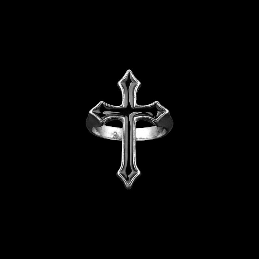 Obsidian Crucifix Ring