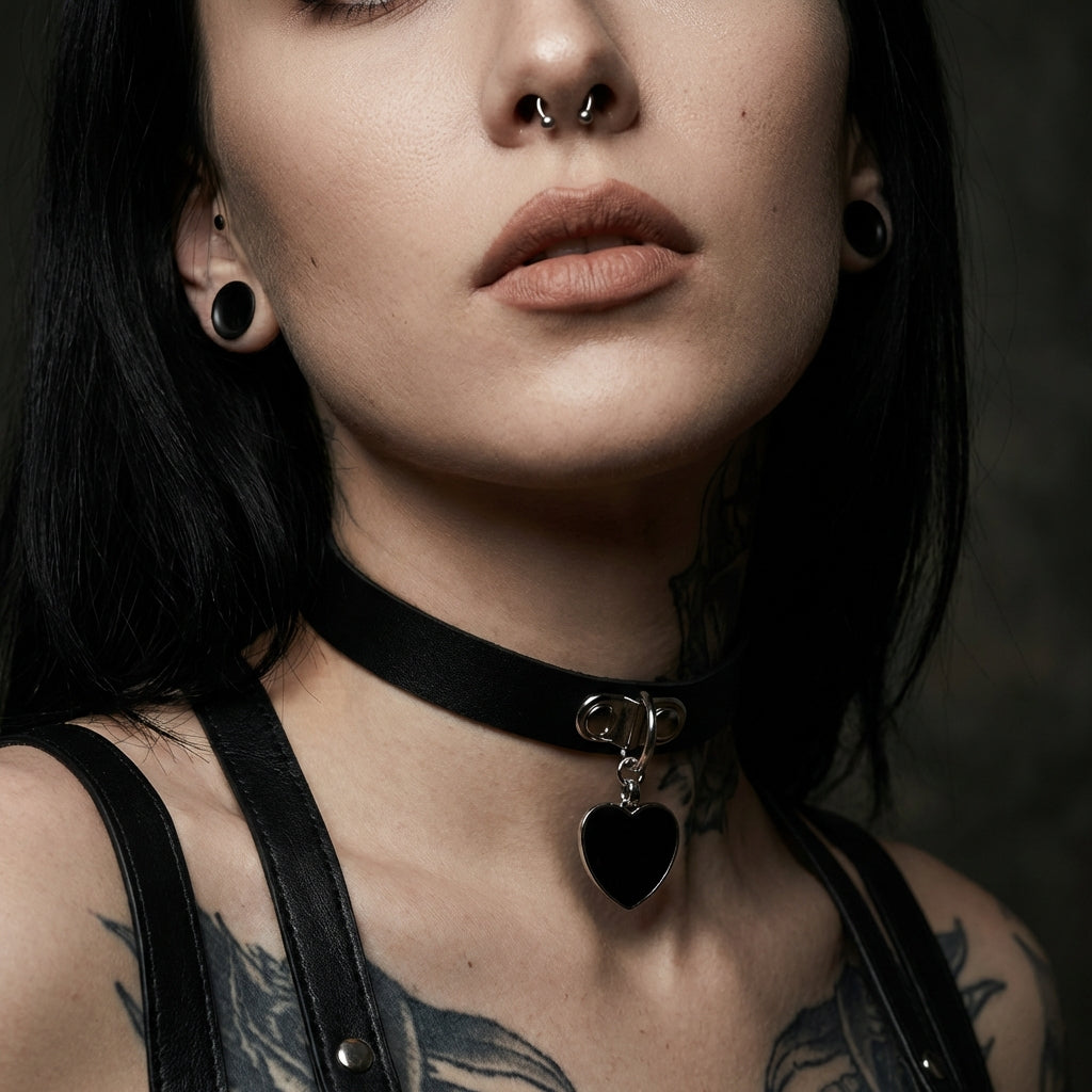 Black Heart Leash Choker