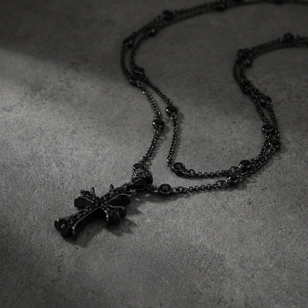 Onyx Cross Necklace