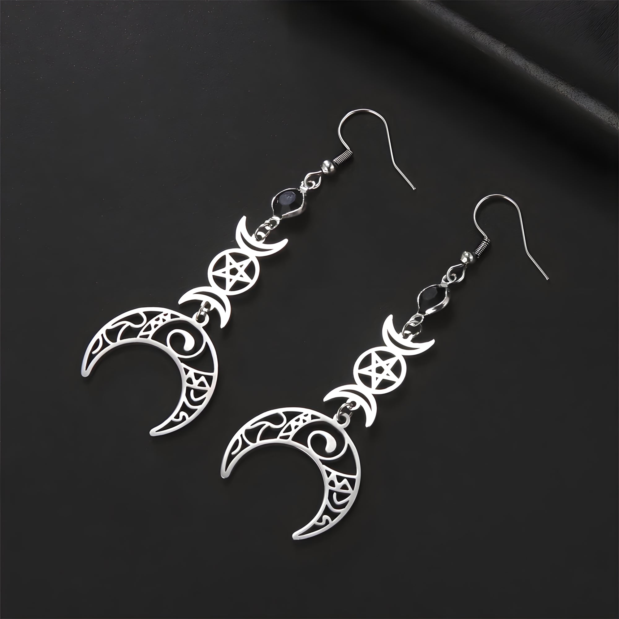 Crescent Pentagram Earrings