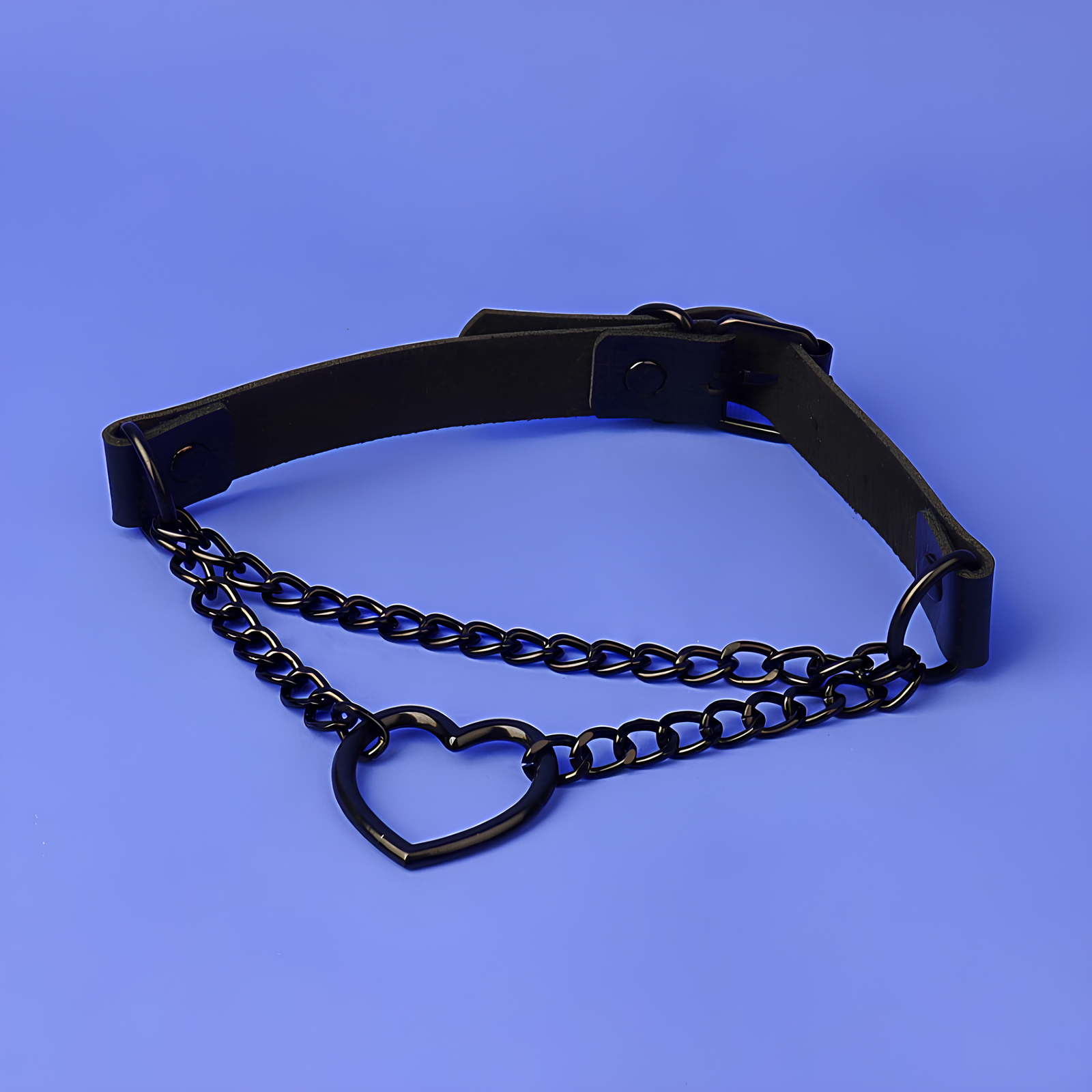 Heart Chain Leather Choker