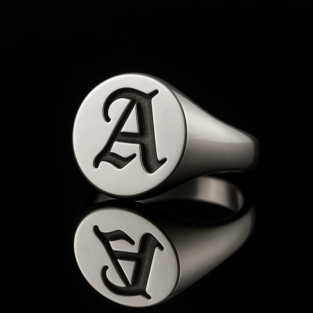 Circle Initial Signet Ring