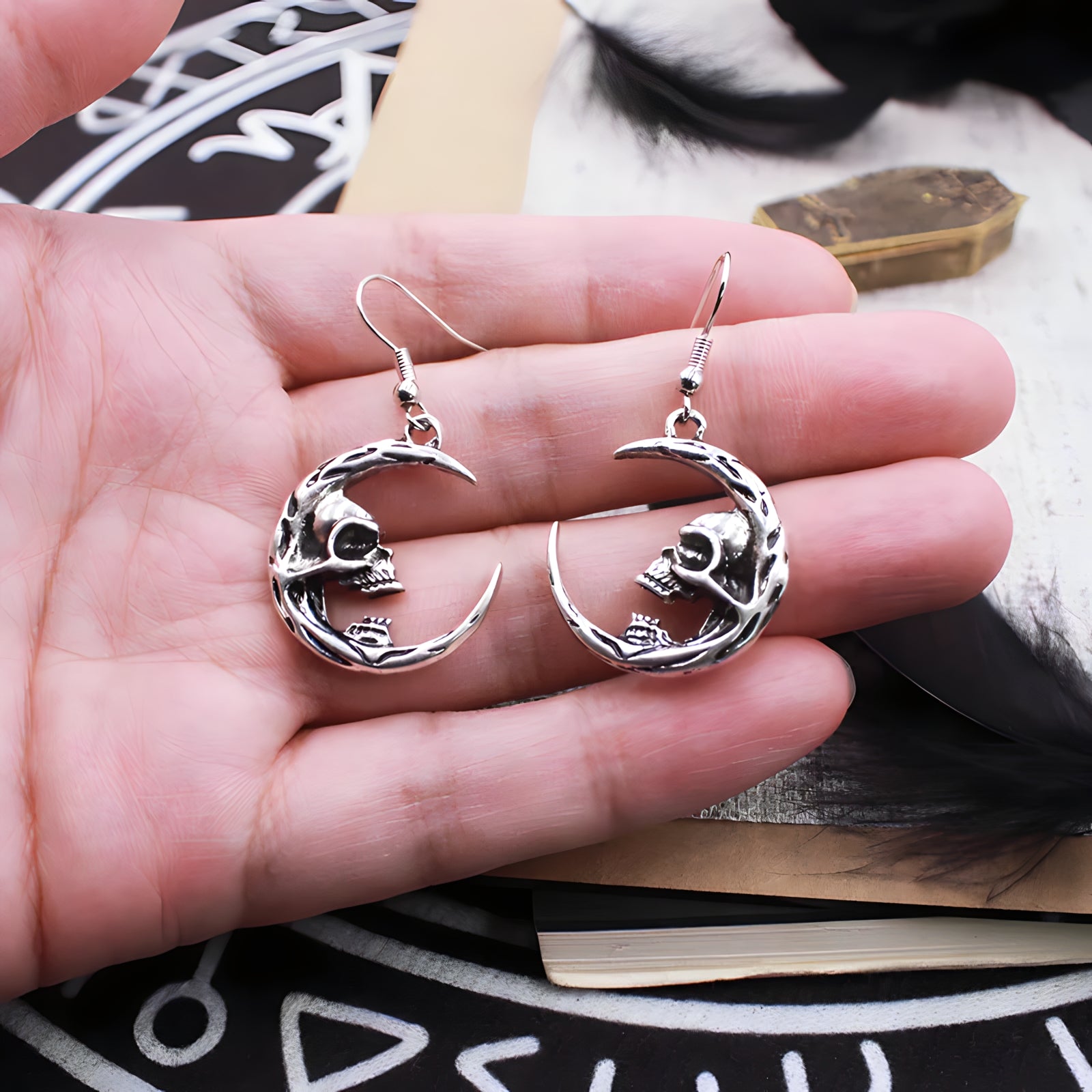 Skull Moon Earrings