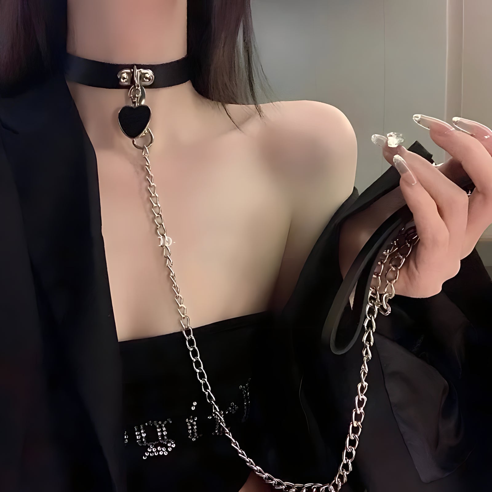 Black Heart Leash Choker