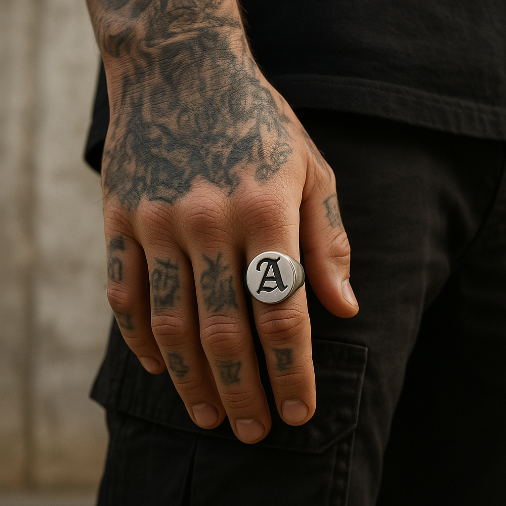 Circle Initial Signet Ring