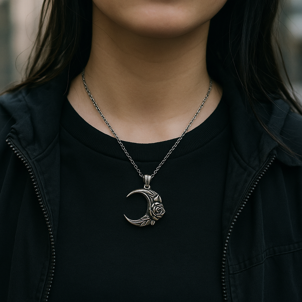 Rose Crescent Necklace