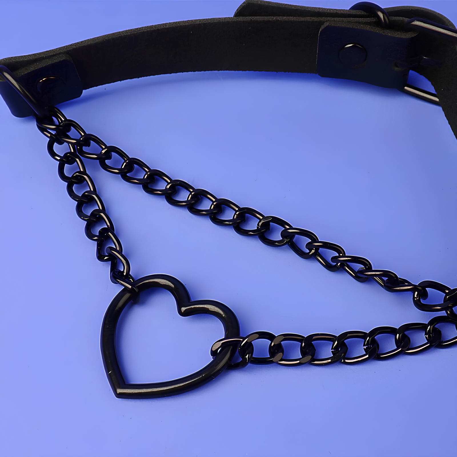 Heart Chain Leather Choker