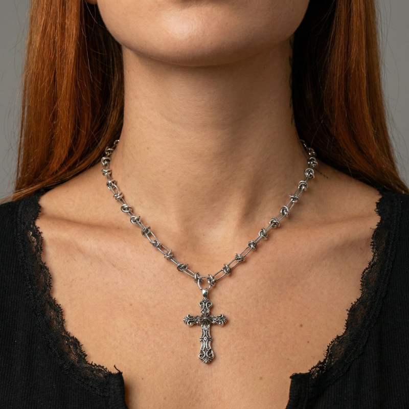 Barbed Cross Necklace