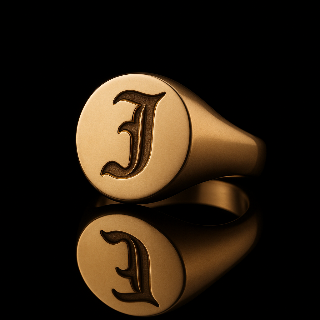 Circle Initial Signet Ring