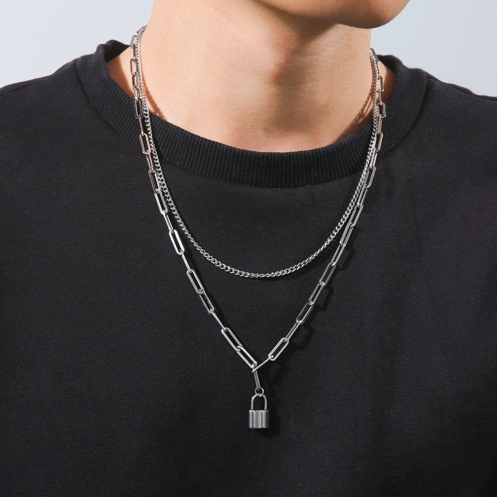 Layered Lock Necklace