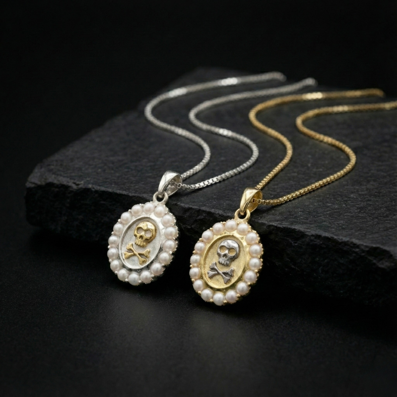 Pearl Skull Necklace