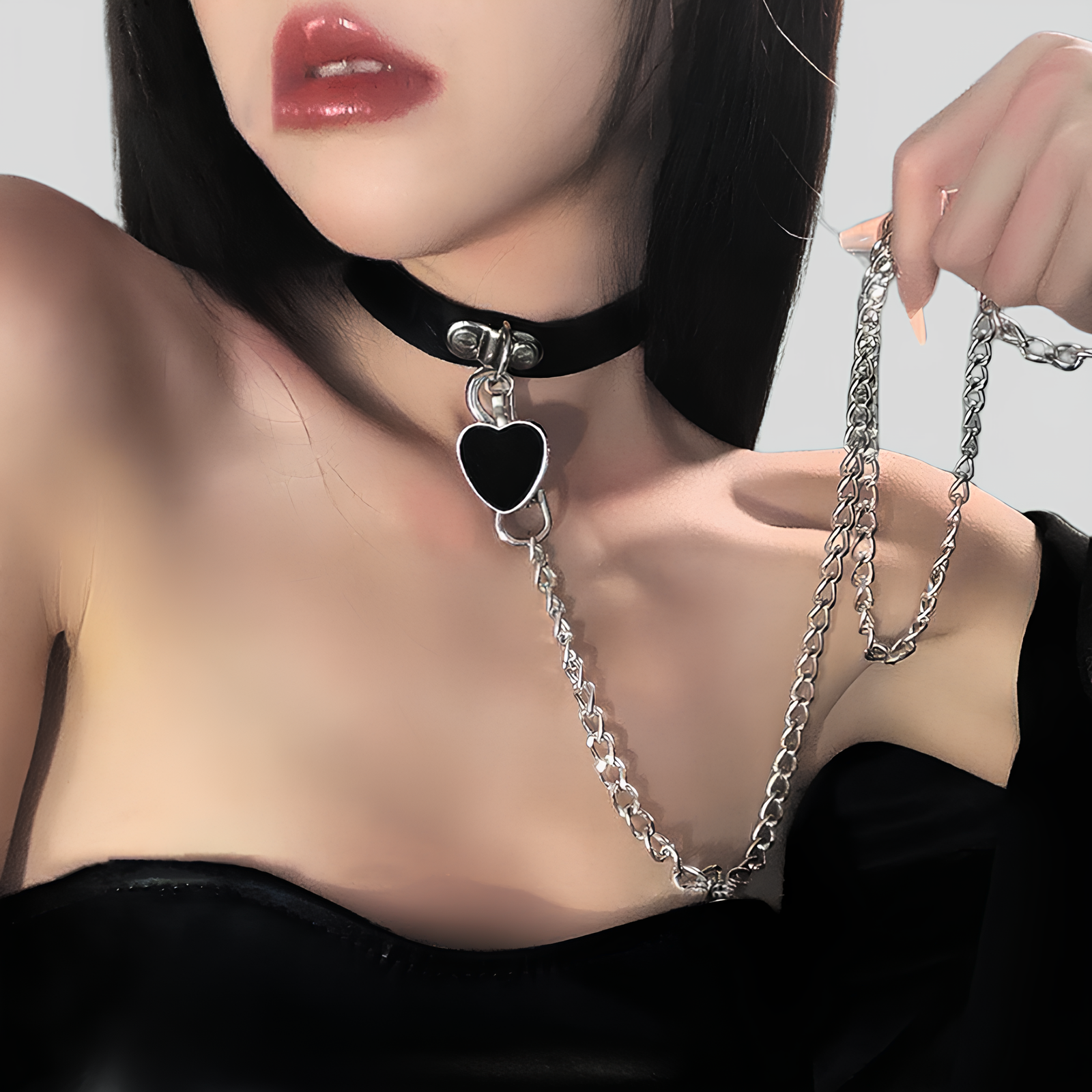 Black Heart Leash Choker