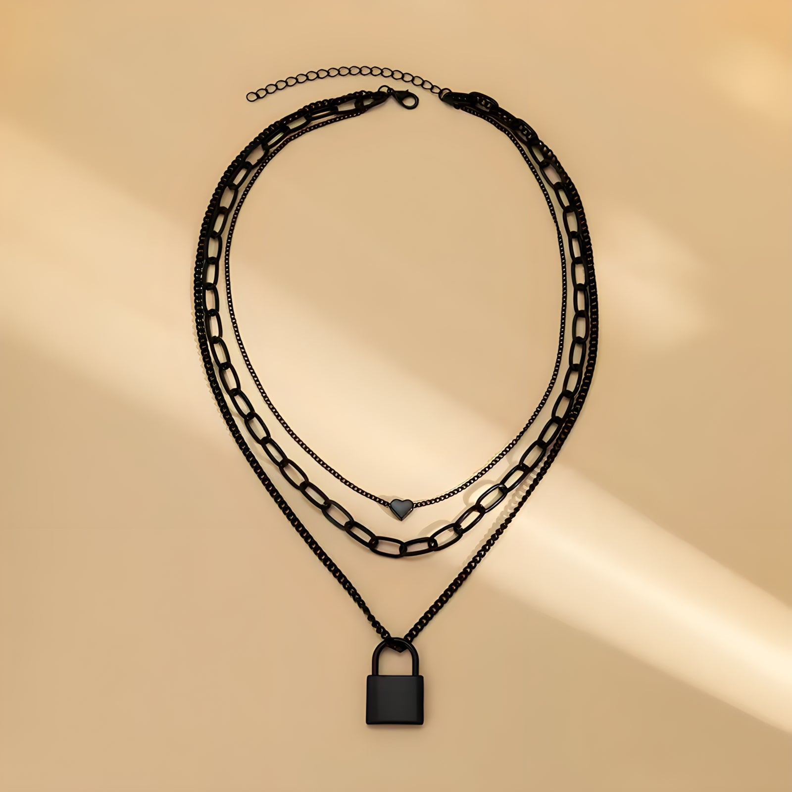 Black Heart Lock Necklace