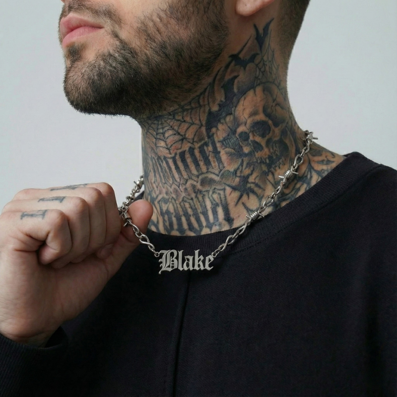 Barb Wire Personalized Necklace