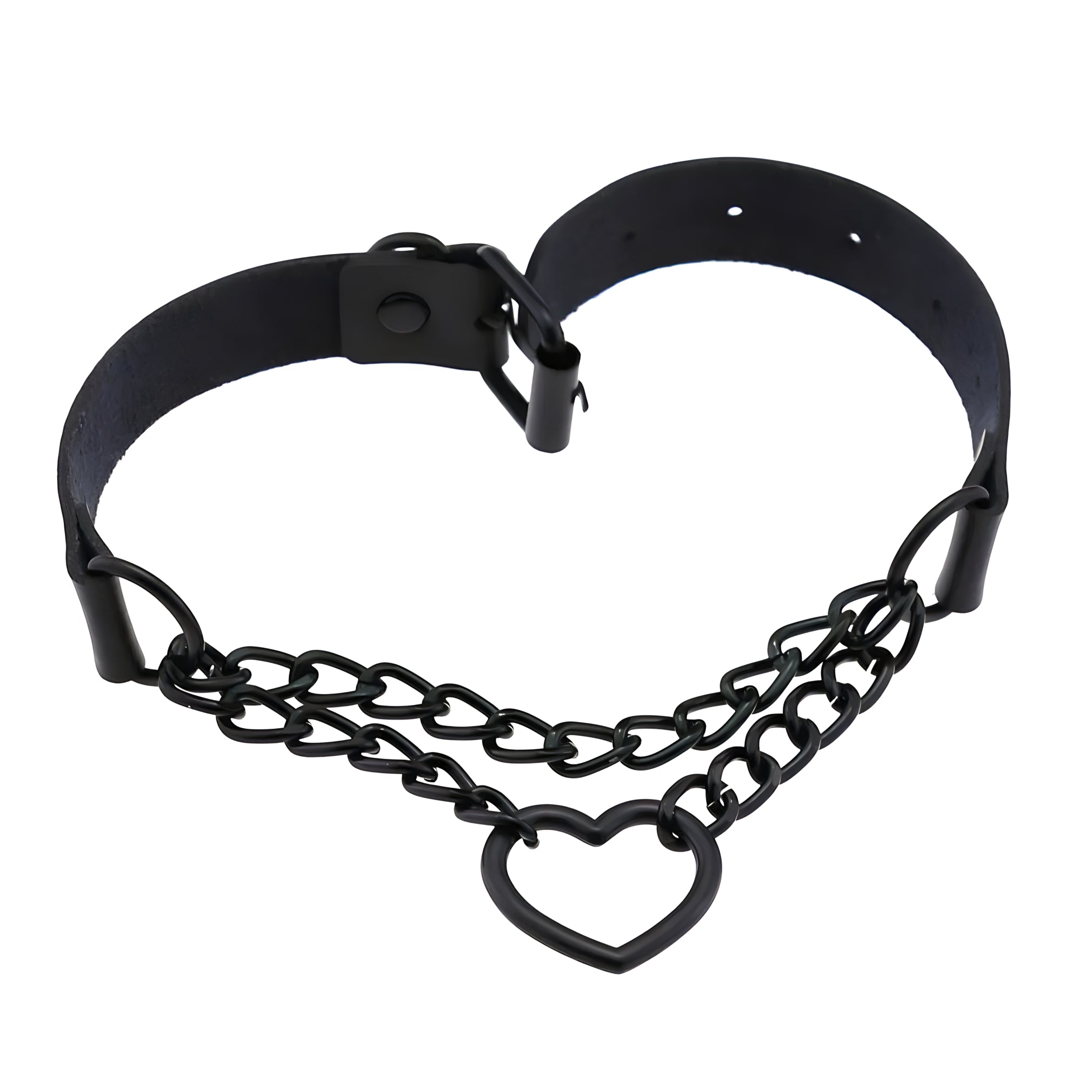 Heart Chain Leather Choker