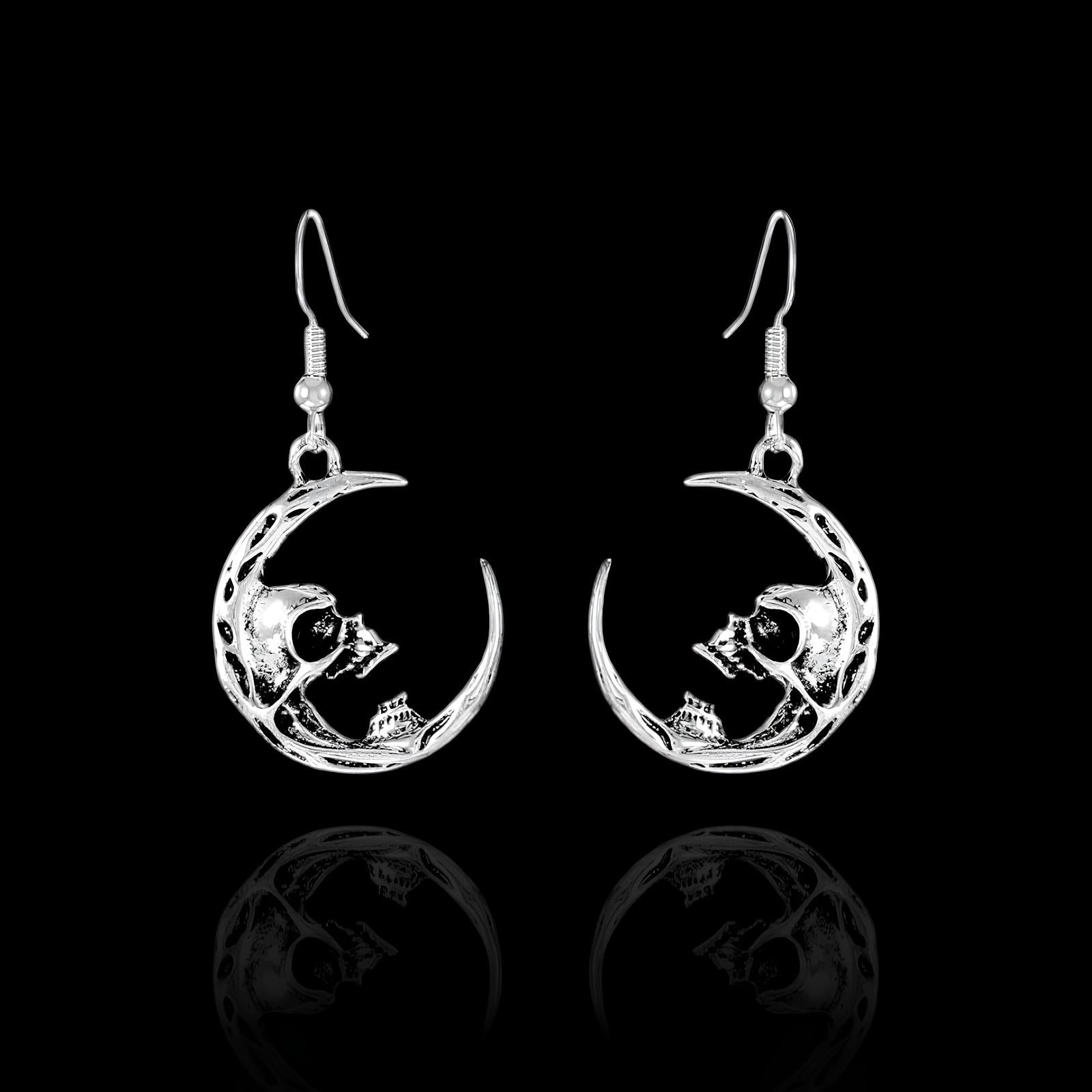 Skull Moon Earrings