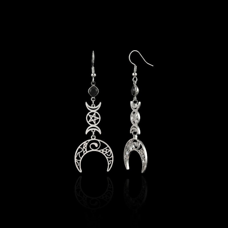 Crescent Pentagram Earrings