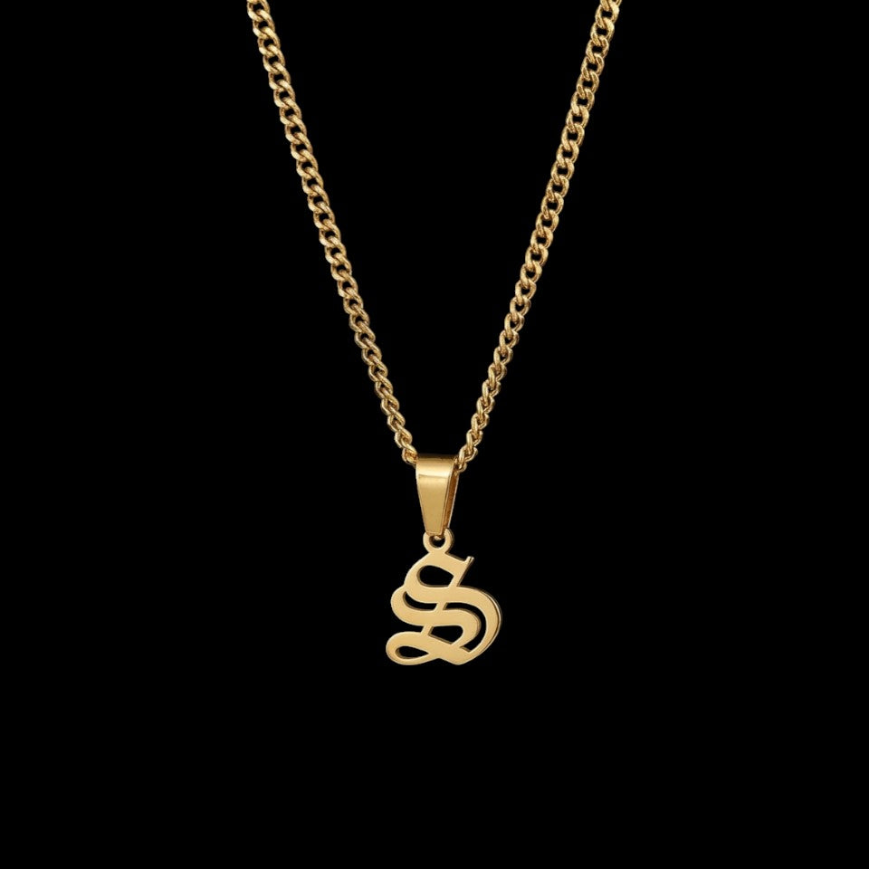 Old English Initial Necklace