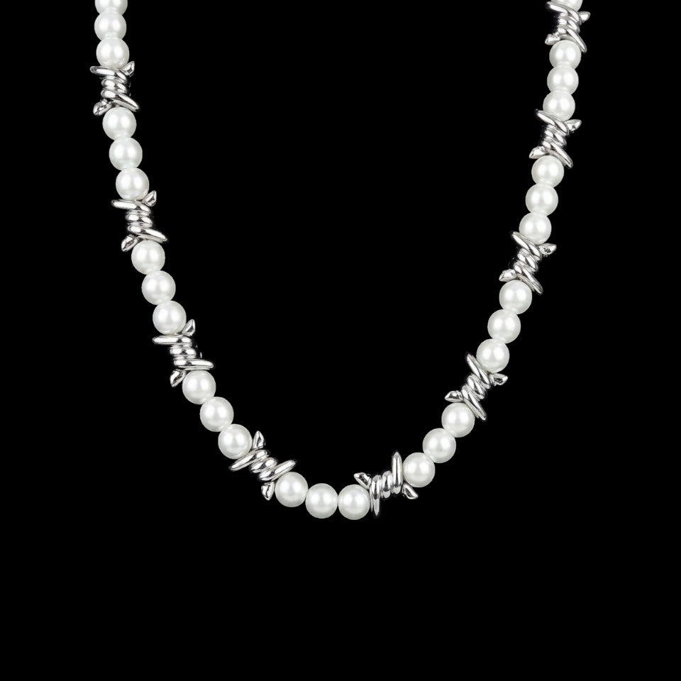 Pearl Barb Wire Necklace
