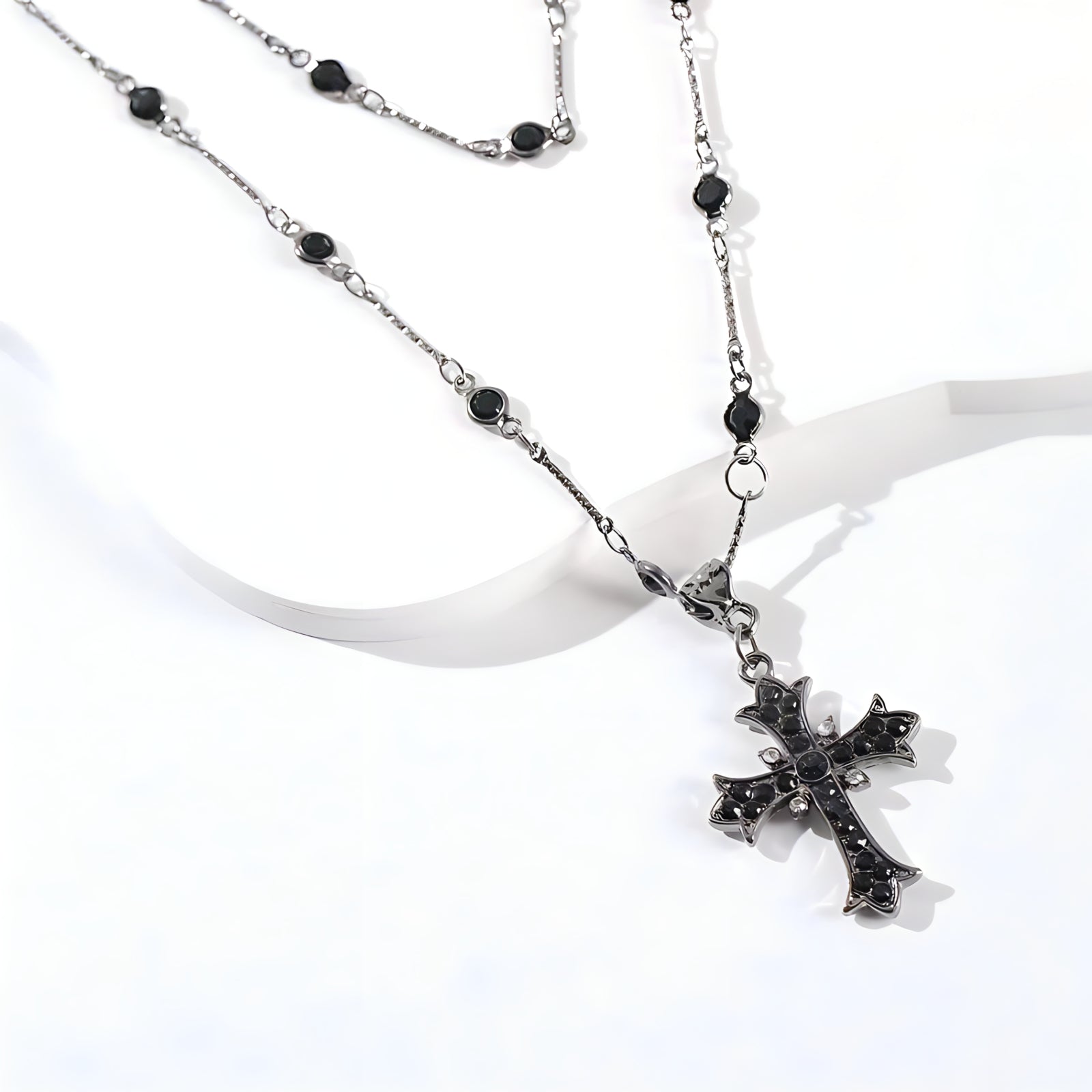 Onyx Cross Necklace