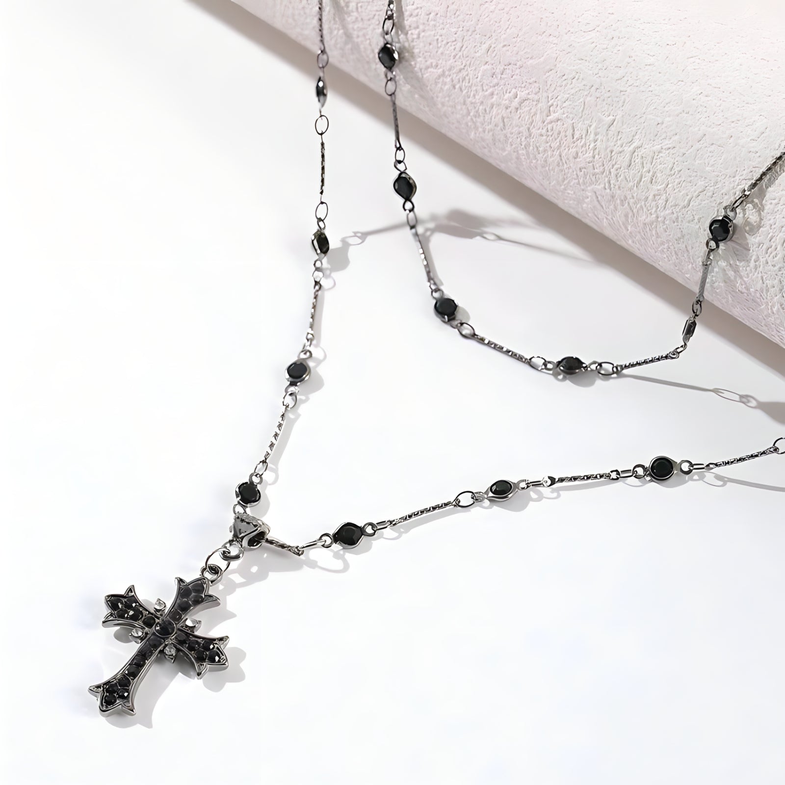 Onyx Cross Necklace