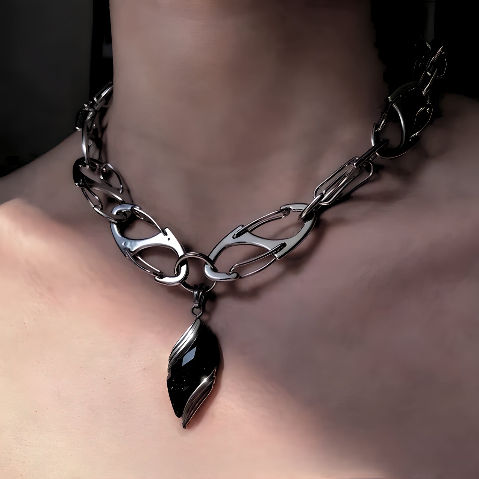 Onyx Tear Necklace