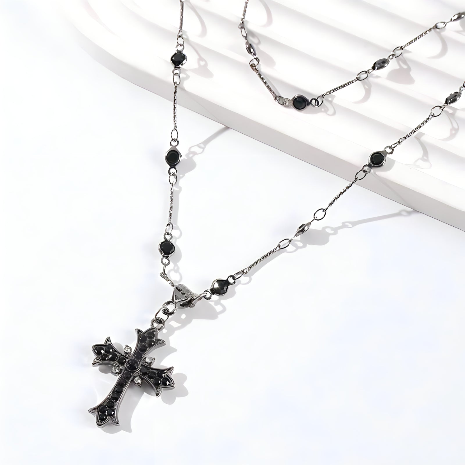 Onyx Cross Necklace