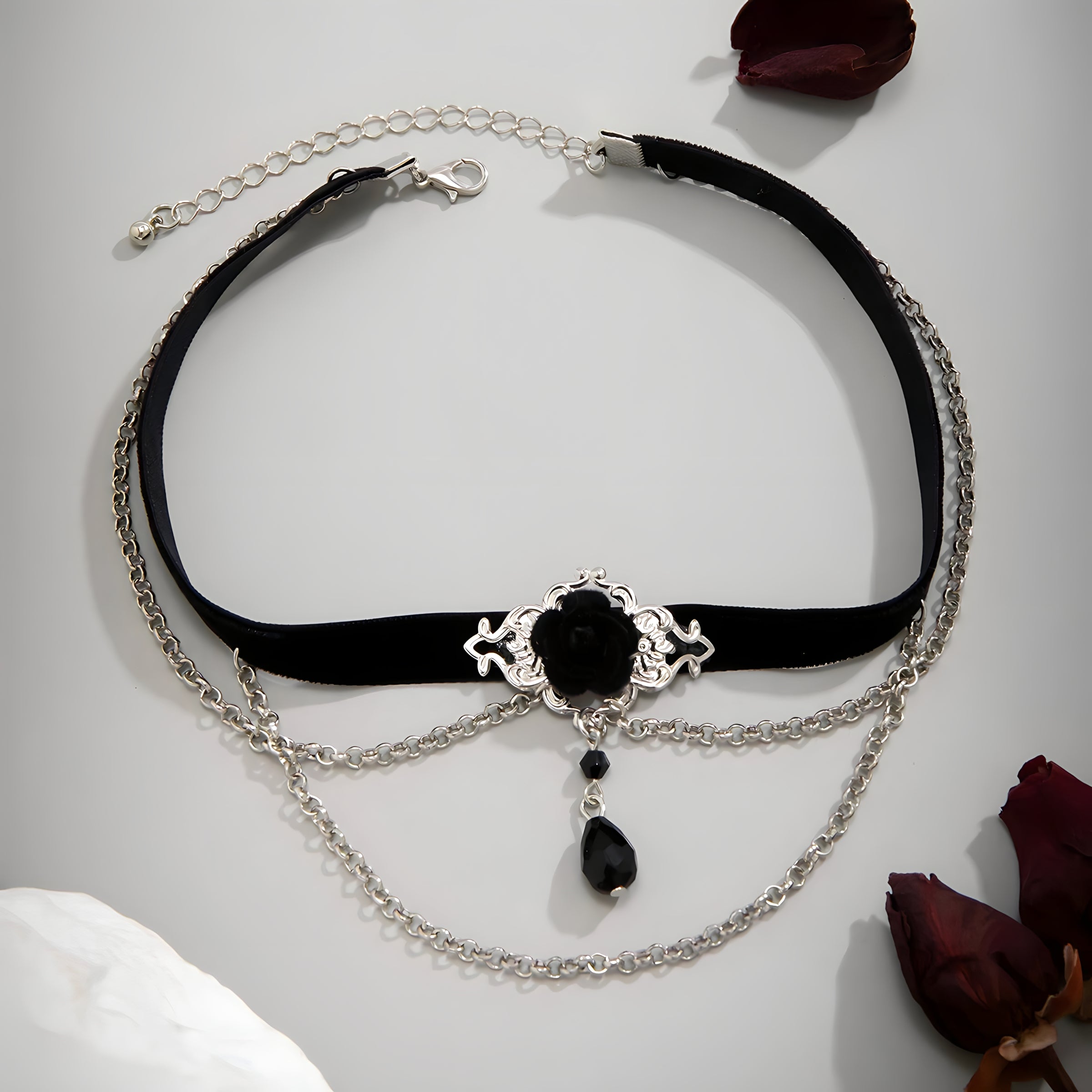 Black Rose Velvet Choker