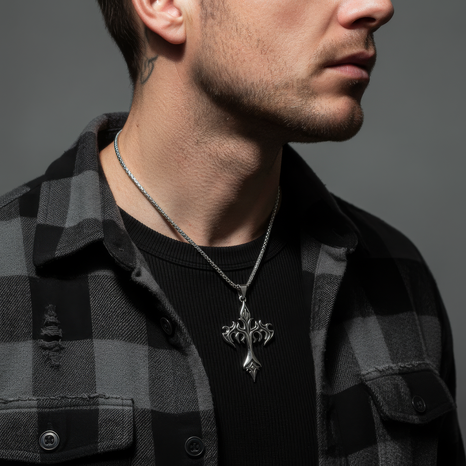 Scorched Cross Necklace