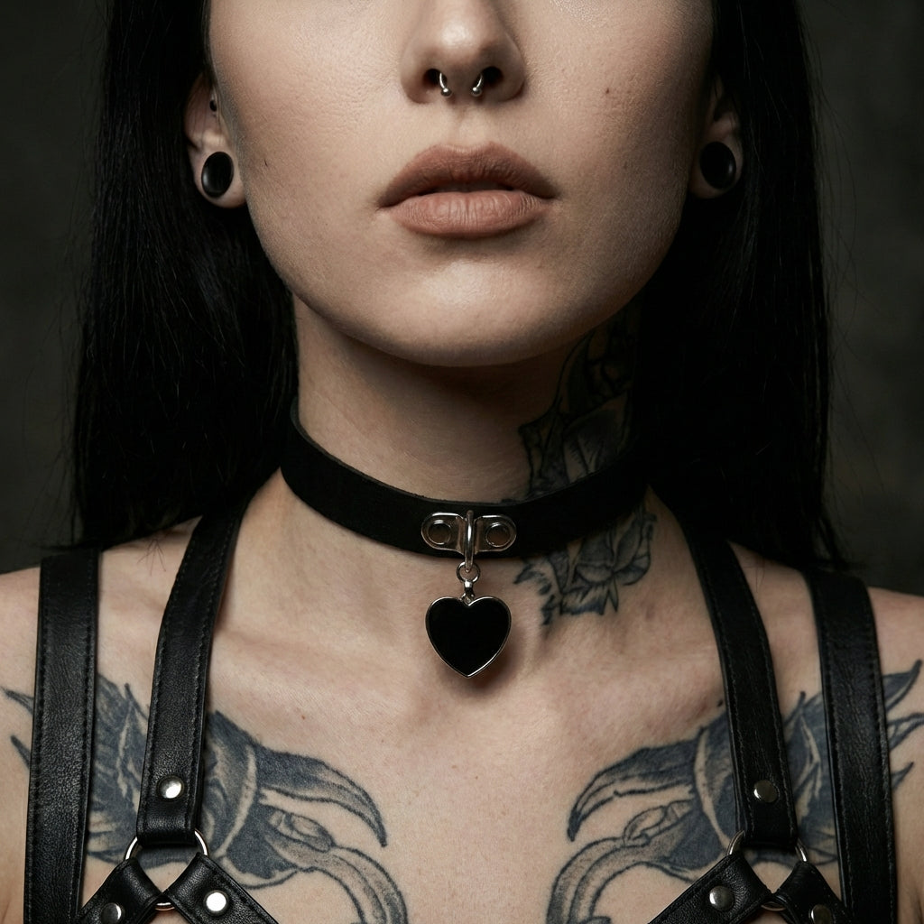Black Heart Leash Choker