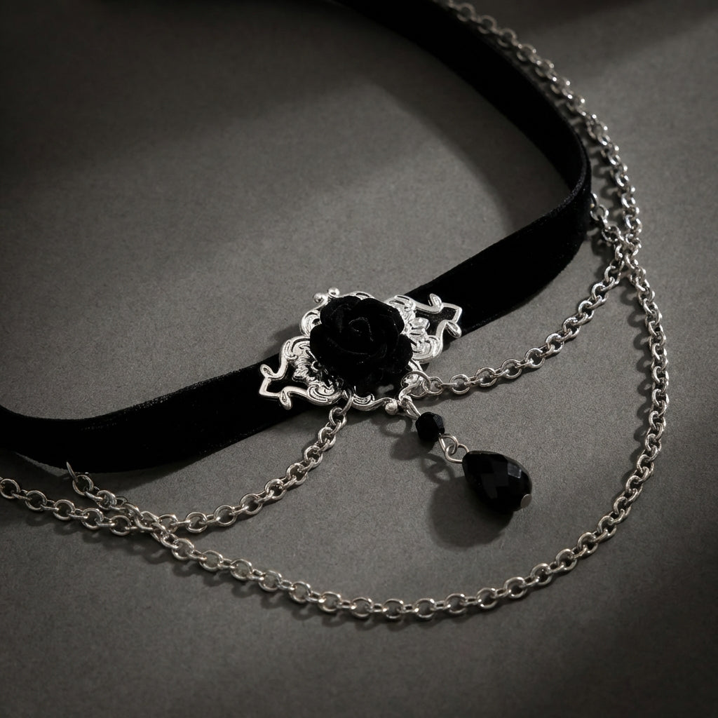 Black Rose Velvet Choker