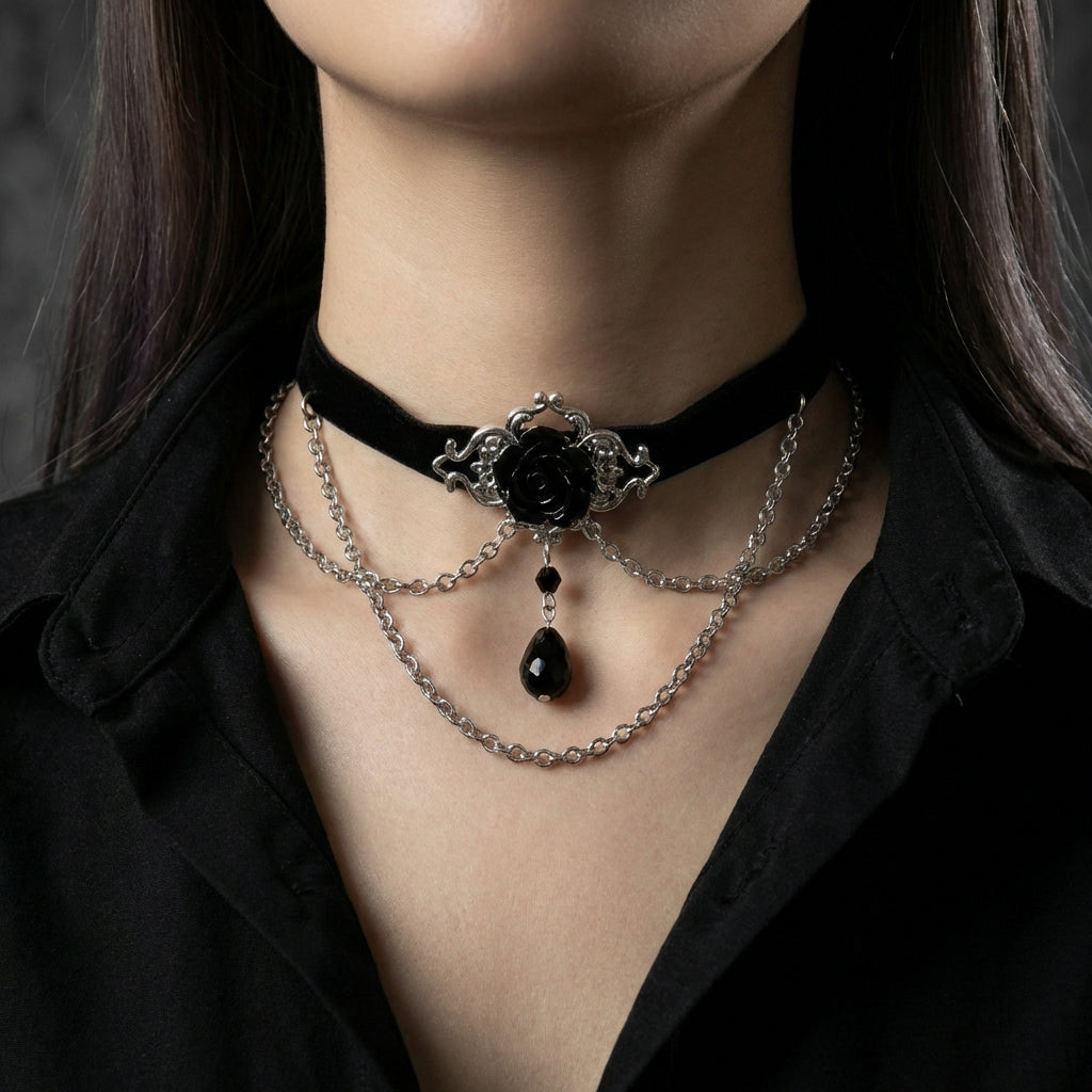Black Rose Velvet Choker