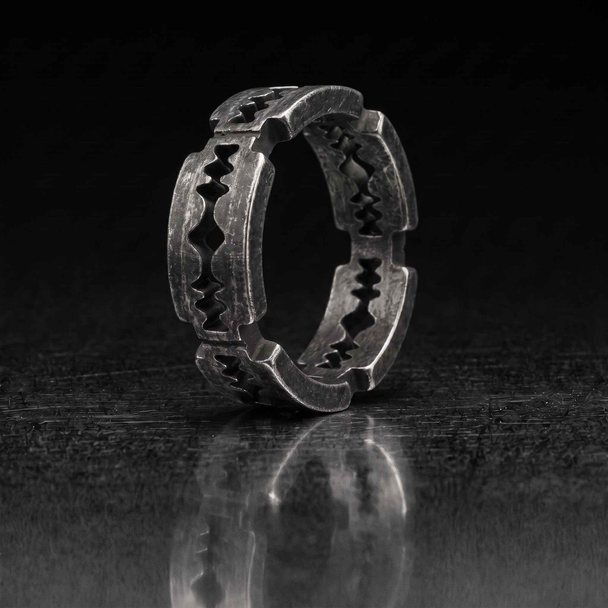 Gunmetal Razor Ring