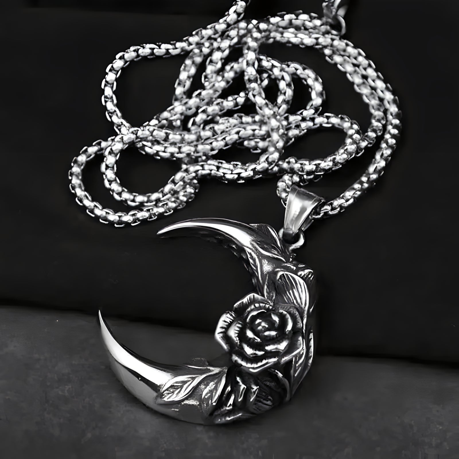 Rose Crescent Necklace