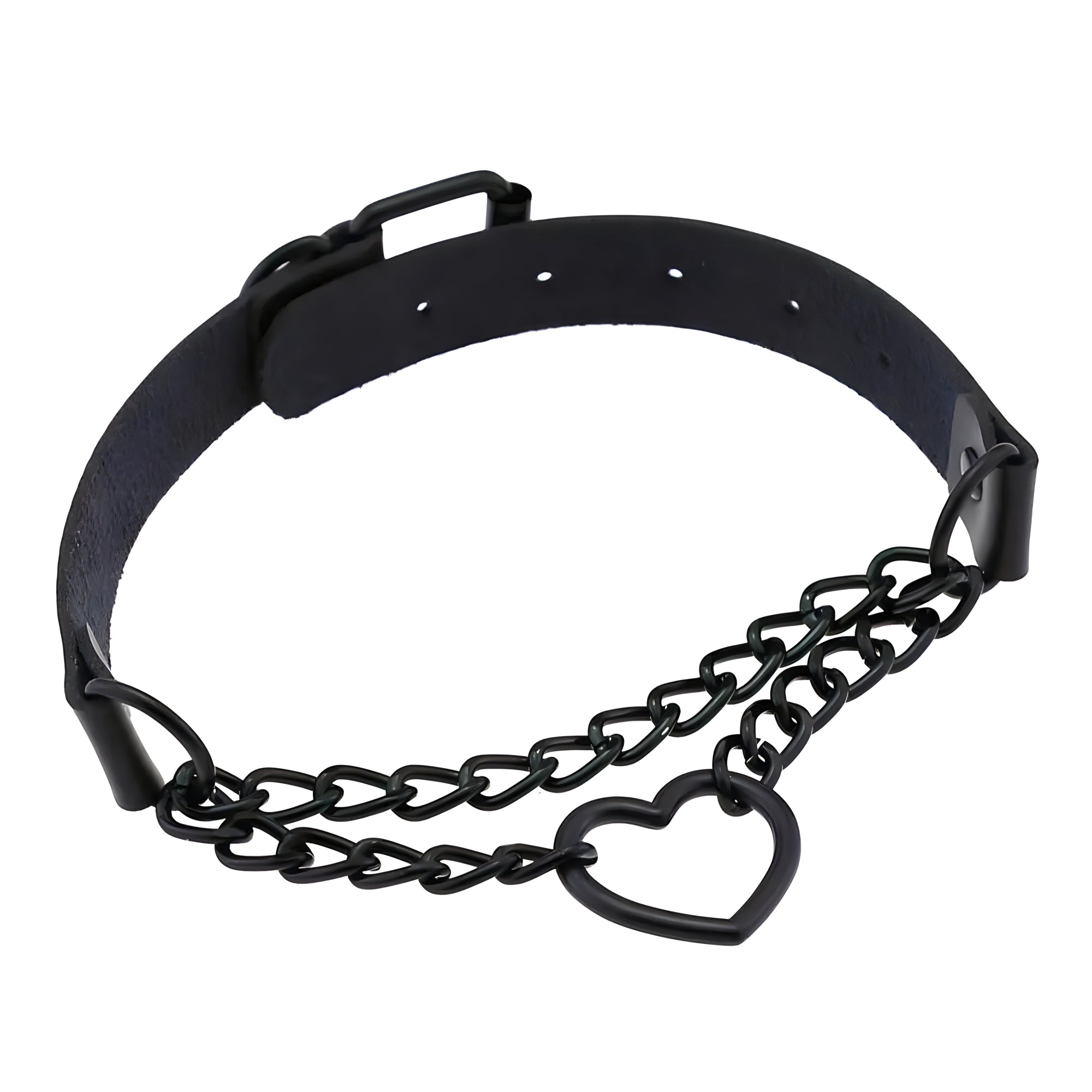 Heart Chain Leather Choker